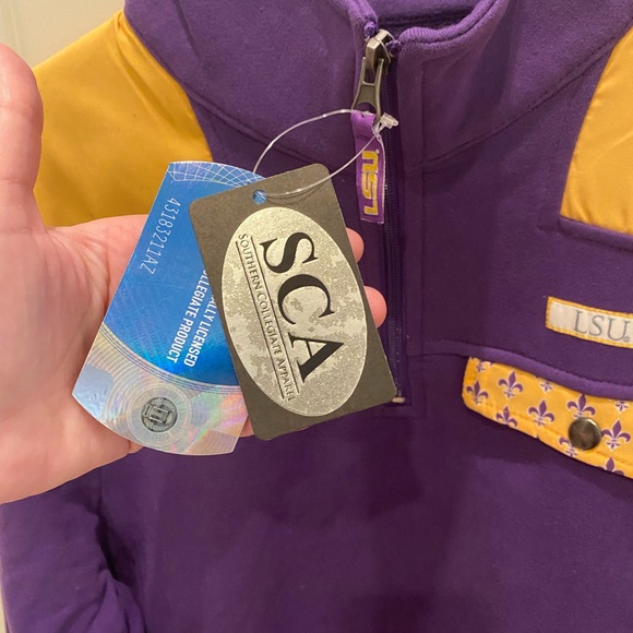 LSU Tigers Women's Quarter Zip Pull Over SCA Purple Sweatshirt Size L NWT! - Picture 3 of 6